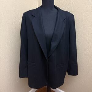 DUMAS Black 100% Pure Wool Blazer Made in USA Single Button Notch Lapel